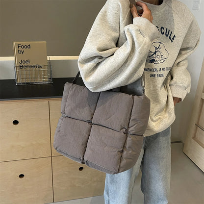 sac de luxe femme sac bandouillère femme MOODS-Sacs à bandoulière carrés pour femmes, sacs à main rembourrés en coton carillon, sac fourre-tout matelassé de grande capacité Lux, printemps, nouveau, 2024