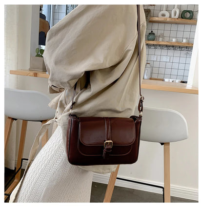 Sacs à bandoulière Vintage en cuir PU pour femmes, sacs à main tendance et bourse rétro, petit sac messager féminin