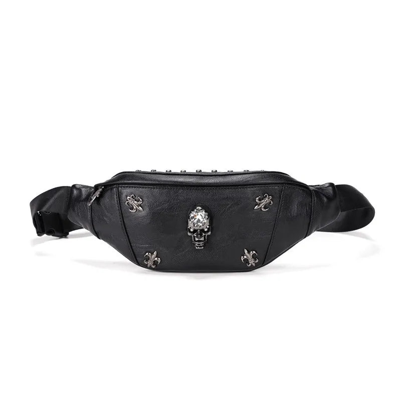 Sac banane noir en cuir