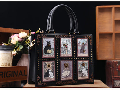 Sac de créateur vintage et de luxe avec broderie délicate impression de chat sac fourre-tout populaire et à la mode pour femmes de grande capacité