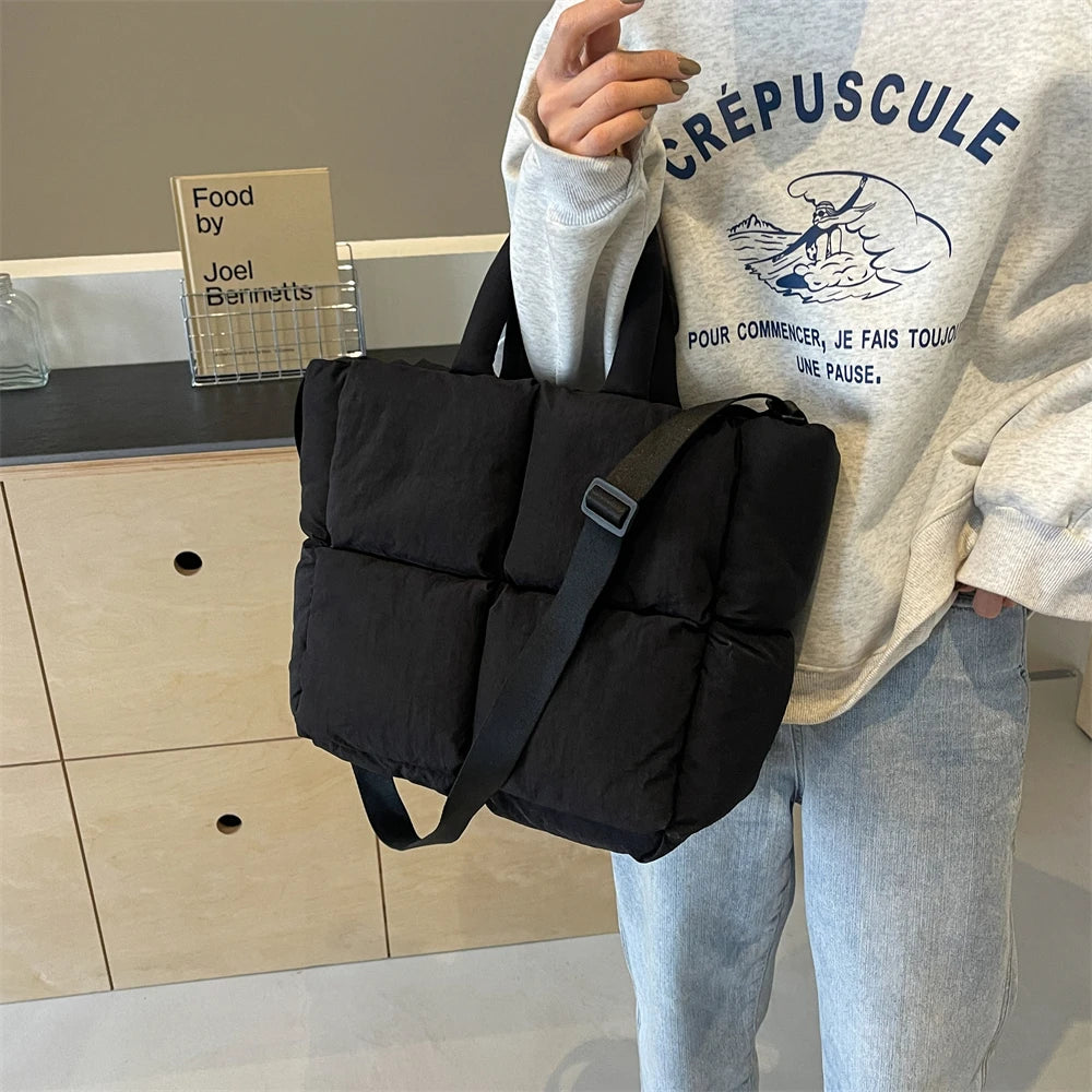 sac de luxe femme sac bandouillère femme MOODS-Sacs à bandoulière carrés pour femmes, sacs à main rembourrés en coton carillon, sac fourre-tout matelassé de grande capacité Lux, printemps, nouveau, 2024