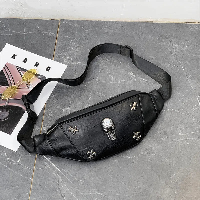 Sac banane noir en cuir