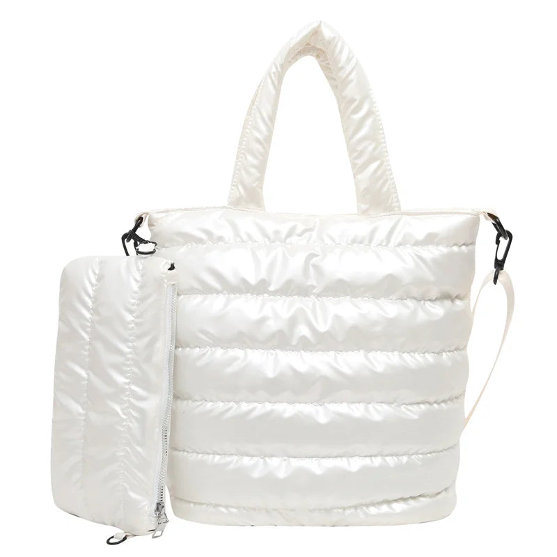 sac de luxe femme sac bandoulière femme sac de luxe femme marque célèbre MOODS-Ensemble de Sacs à Main en Tissu de Coton Matelassé pour Femme, 2 en 1, observateur, Grande Capacité, Cabas, Dernière Collection Hiver 2025