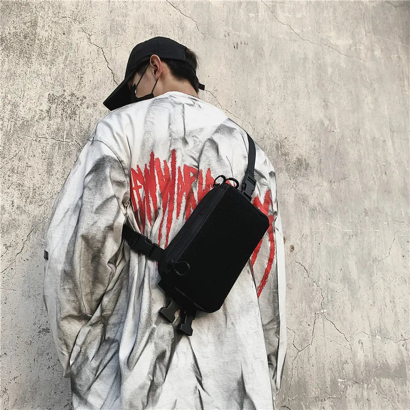 Sac de poitrine tactique unisexe, sac Streetwear Hip Hop, sac de taille fonctionnel, sac de poitrine à bandoulière réglable, sac à dos de gilet d'extérieur
