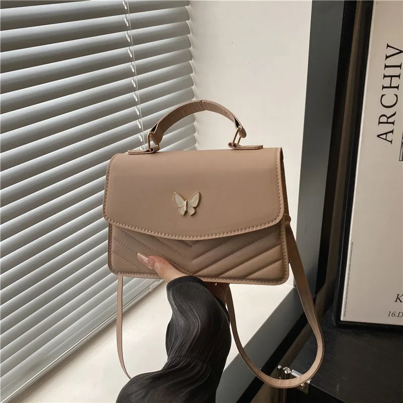 Sac papillon porte-bonheur pour femmes, nouvelle mode, couleur unie, texture simple, tendance, beau sac messager à bandoulière décontracté, portable, petit