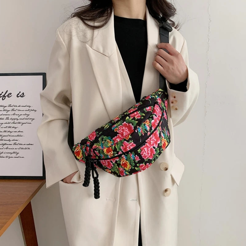 Sac banane à fleurs