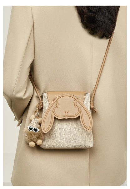 FOXER-Petit sac à bandoulière en cuir pour femme, sac pour téléphone portable, design lapin mignon, initié