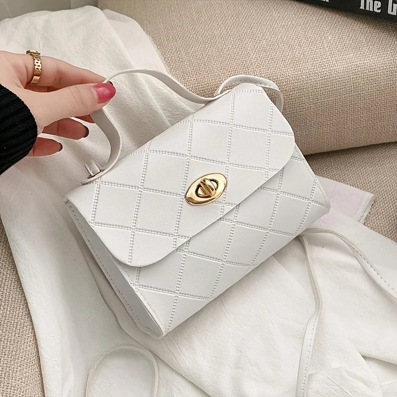 Sac carré matelassé en diamant de Style coréen pour femmes, sac à bandoulière tendance avec poignée supérieure, sac à main sous les bras avec chaîne