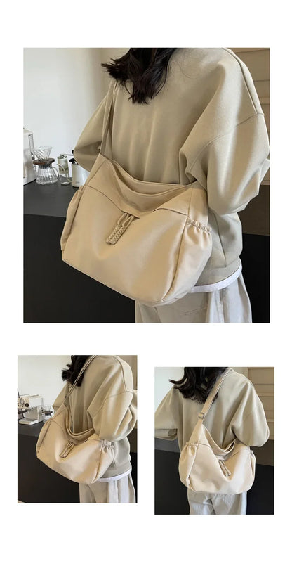 Sac à Bandoulière Hobos en Nylon pour Femme, Sacoche à Fermeture Éclair, Décontractée, Solide, de Grande Capacité, à la Mode, 2025
