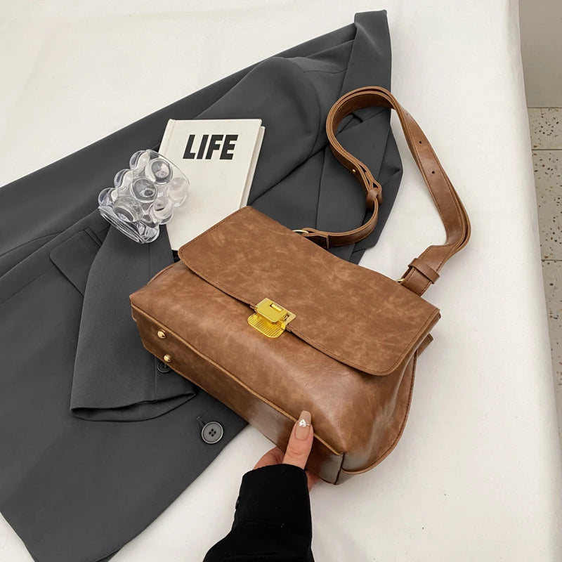MOODS-Sacs à bandoulière rétro pour femmes, cuir PU souple, sac fourre-tout à rabat lancé, sacs de messager de luxe, dernier créateur de mode, 2024
