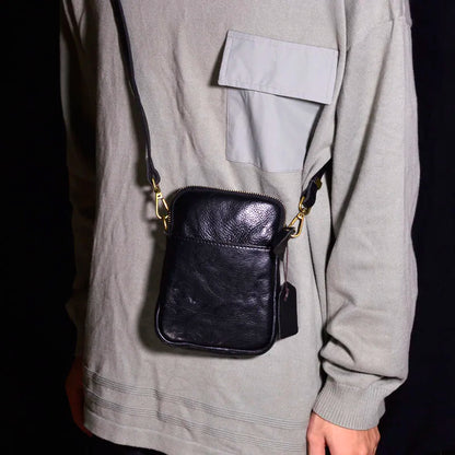 Gland TOO-Mini sac à bandoulière en cuir pour homme, sac à bandoulière décontracté, couche de tête de bain verticale, sac à bandoulière en cuir souple, pli américains, rétro