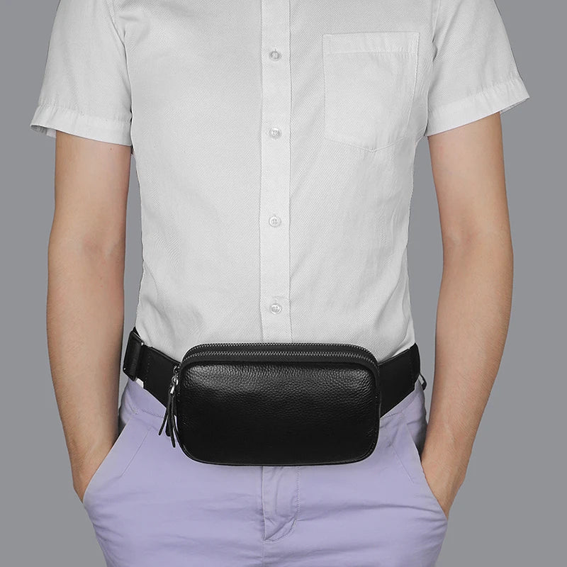 Sac banane en cuir noir