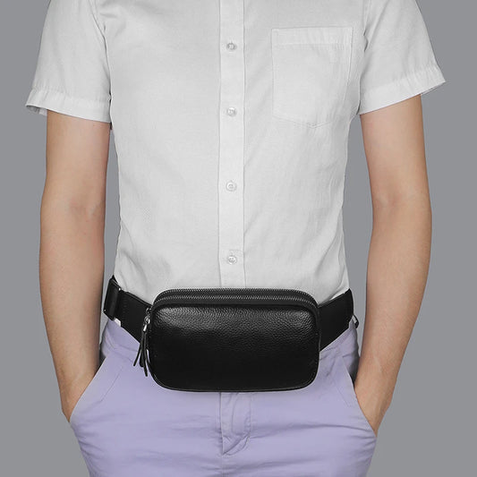 Sac banane en cuir noir