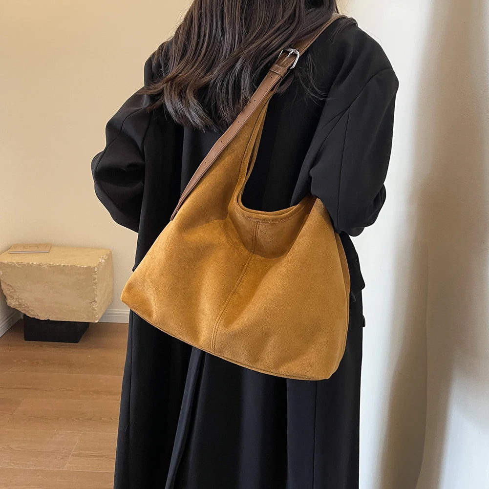 Sac à bandoulière en daim pour femmes, sac à bandoulière élégant, grande capacité, sac à poignée supérieure, sangle réglable, sac Hobo chic, sac de transport quotidien