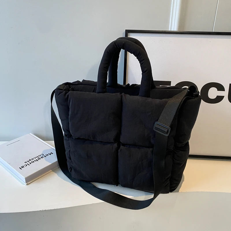 sac de luxe femme sac bandouillère femme MOODS-Sacs à bandoulière carrés pour femmes, sacs à main rembourrés en coton carillon, sac fourre-tout matelassé de grande capacité Lux, printemps, nouveau, 2024