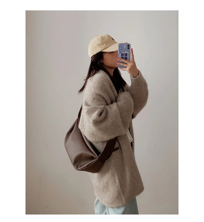 Grand sac banane cuir femme