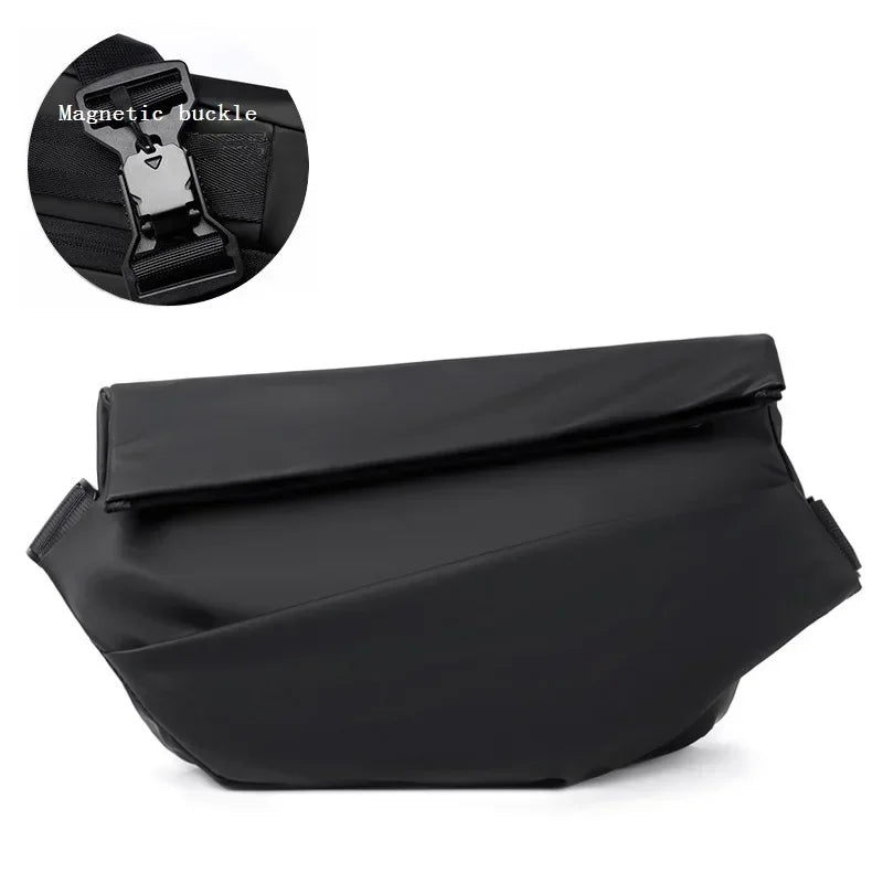 Sac bandoulière fonctionnel pour homme, sac messager imperméable avec boucle magnétique, grande capacité, sac de poitrine pour les trajets quotidiens et le cyclisme