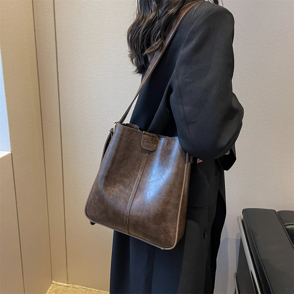 sac a mains femme sac luxe célèbre marque sac de cours MOODS-Ensemble de Sacs Fourre-Tout Rétro pour Femme, Large Sangle, Cuir PU Souple, Sacs à Bandoulière avec Petit Sac à Main, Shopping de Grande Capacité