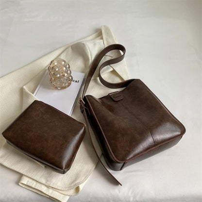 sac a mains femme sac luxe célèbre marque sac de cours MOODS-Ensemble de Sacs Fourre-Tout Rétro pour Femme, Large Sangle, Cuir PU Souple, Sacs à Bandoulière avec Petit Sac à Main, Shopping de Grande Capacité