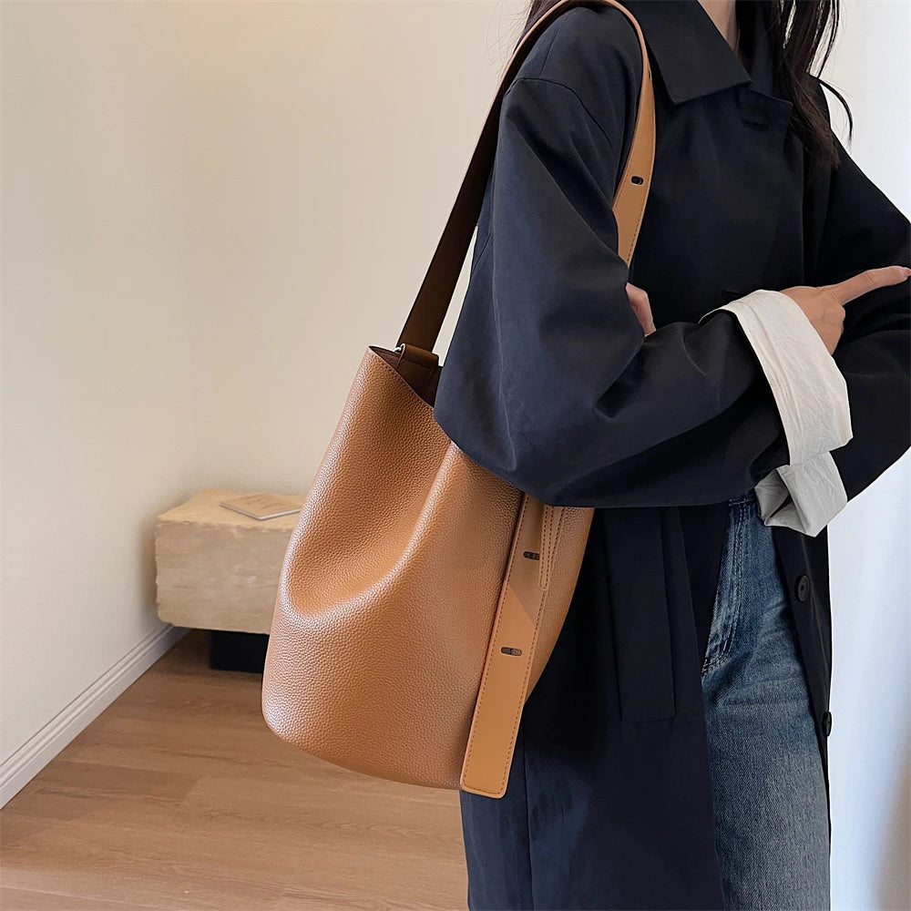 sac de luxe femme sac a maîn femme sacs seau sacs épaule MOODS-Ensembles de sacs rétro initiés pour femmes, fourre-tout 2 en 1, grande capacité, sac à bandoulière, sac à main design, document solide, E27, 2024