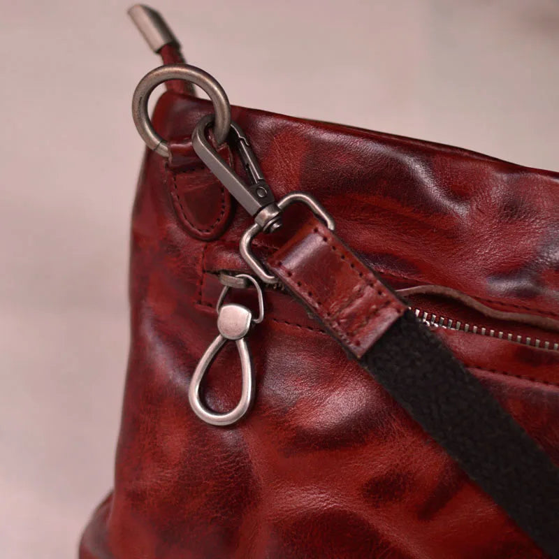 Gland TOO-Sac à bandoulière rétro plissé unisexe, sac à bandoulière multifonctionnel, pochette en cuir de cercle, sac à bandoulière à fermeture éclair, personnalité