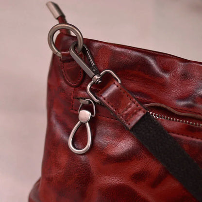 Gland TOO-Sac à bandoulière rétro plissé unisexe, sac à bandoulière multifonctionnel, pochette en cuir de cercle, sac à bandoulière à fermeture éclair, personnalité