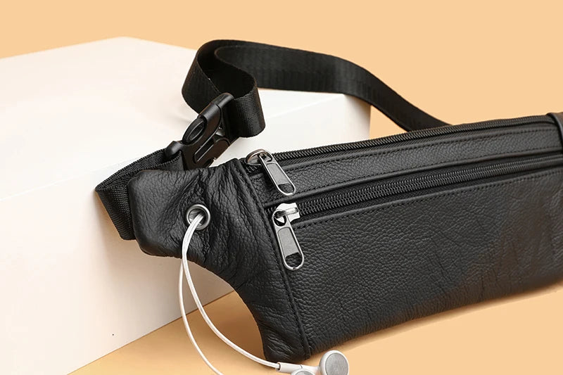 Sac banane cuir plat