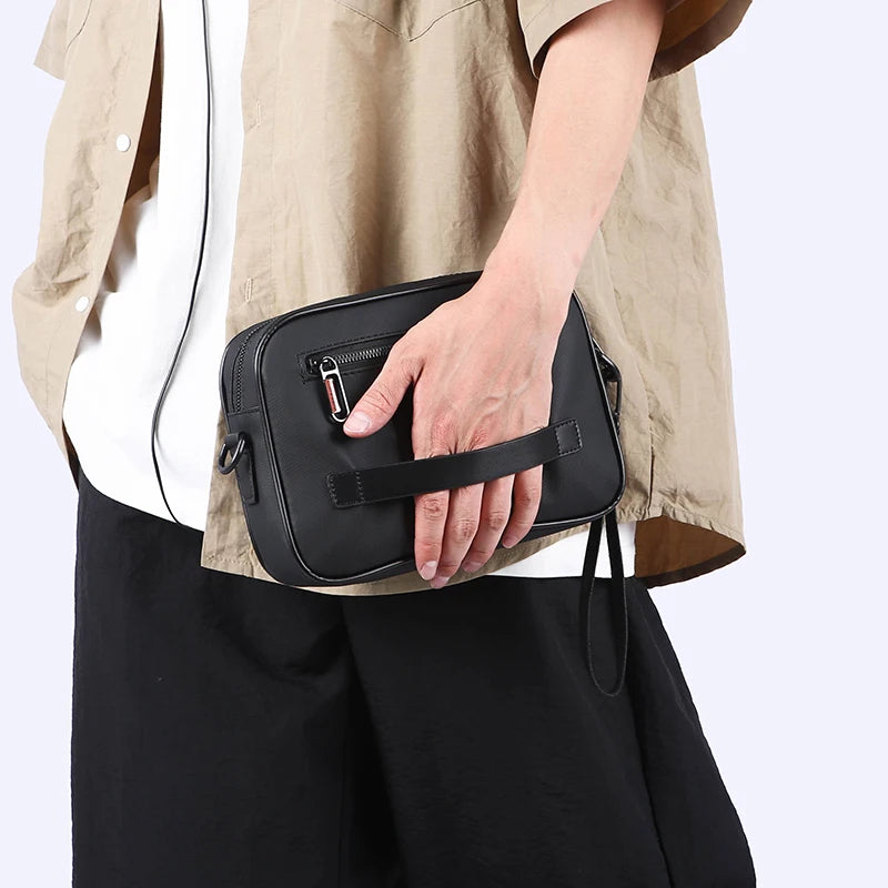 Sac à bandoulière en cuir PU souple pour hommes, petit sac à main décontracté de bonne qualité, pochette de jour