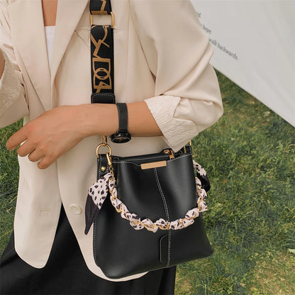 sac de luxe femme sac luxe célèbre marque Sacs à main et bourses pour femmes, en seau, marque, décor écharpe en soie Pure, sangle Large, sac à bandoulière de grande capacité, nouvelle collection, 2022
