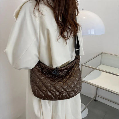 Sac à Main Vintage en Nylon pour Femme, Sous les Bras, Décontracté, Imperméable, Hobo, Matelassé, en Coton