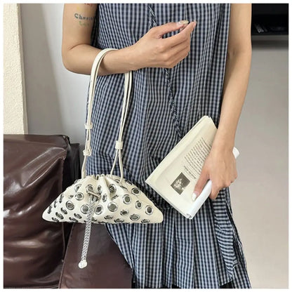 Portable Metal Stud Rivet Shoulder Bag Spicy Girl Chain Y2k Underarm Bag Punk Style Handbag Drawstring Crossbody Bag Daily