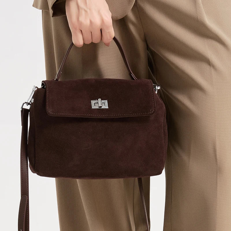 Nouveau sac bandoulière de luxe en cuir véritable et daim naturel pour femme, collection automne-hiver 2026 – Sac messager de créateur pour le quotidien