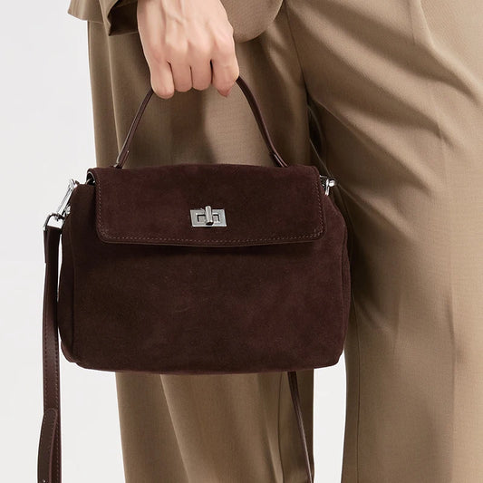 Nouveau sac bandoulière de luxe en cuir véritable et daim naturel pour femme, collection automne-hiver 2026 – Sac messager de créateur pour le quotidien