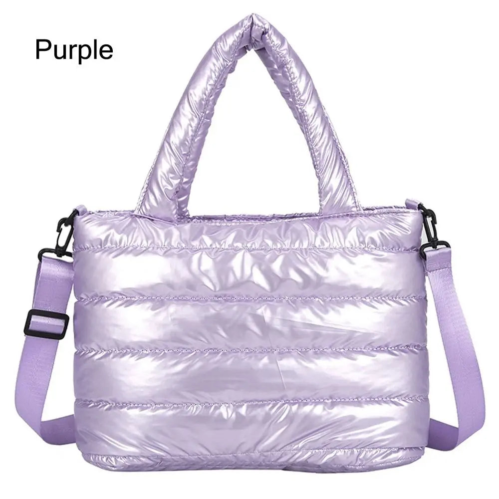 Sac fourre-tout bouffant pour femmes, sac à main bouffant matelassé léger en coton rembourré, sac à bandoulière rembourré en duv