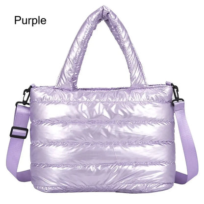 Sac fourre-tout bouffant pour femmes, sac à main bouffant matelassé léger en coton rembourré, sac à bandoulière rembourré en duv