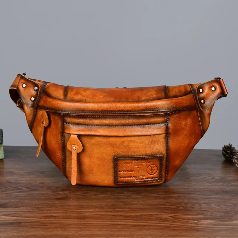 Grand sac banane cuir