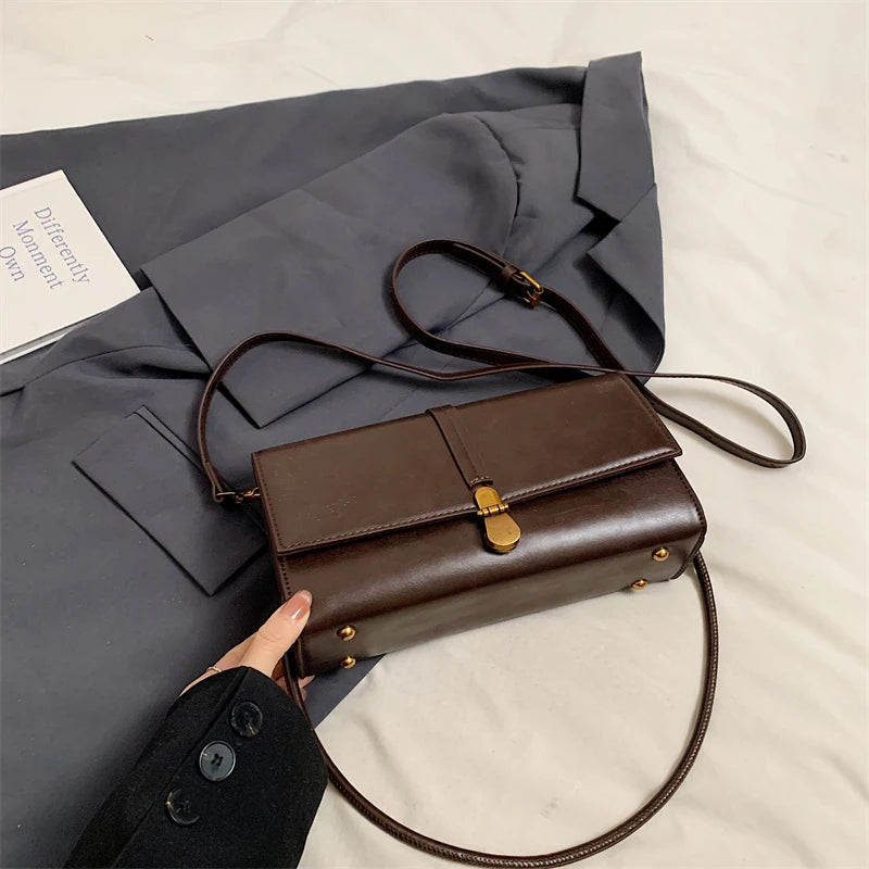 MOODS rétro rabat bandoulière sacs de messager pour femmes en cuir PU couleur Pure petit sac à bandoulière carré sac à main de créateur de luxe 2025