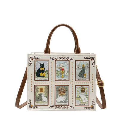 Sacs fourre-tout décontractés de marque pour femme, sacs bandoulière messager pour femme, grands sacs à main féminins, sacs de luxe de créateurs, grands sacs à main à motif chat, sacs à bandoulière