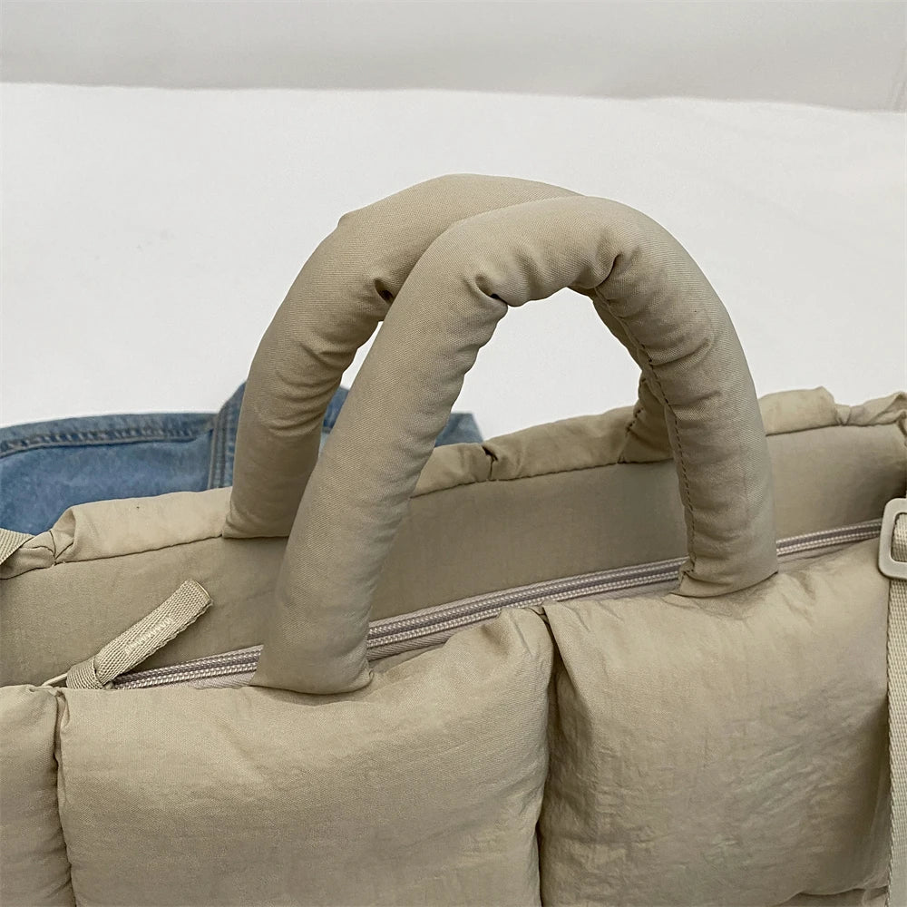sac de luxe femme sac bandouillère femme MOODS-Sacs à bandoulière carrés pour femmes, sacs à main rembourrés en coton carillon, sac fourre-tout matelassé de grande capacité Lux, printemps, nouveau, 2024