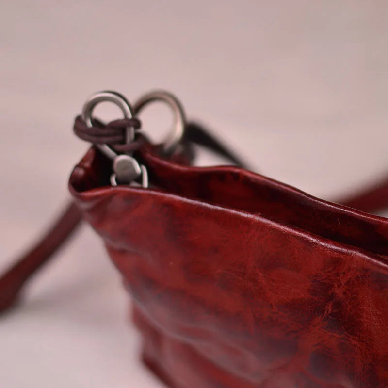 Gland TOO-Sac à bandoulière rétro plissé unisexe, sac à bandoulière multifonctionnel, pochette en cuir de cercle, sac à bandoulière à fermeture éclair, personnalité
