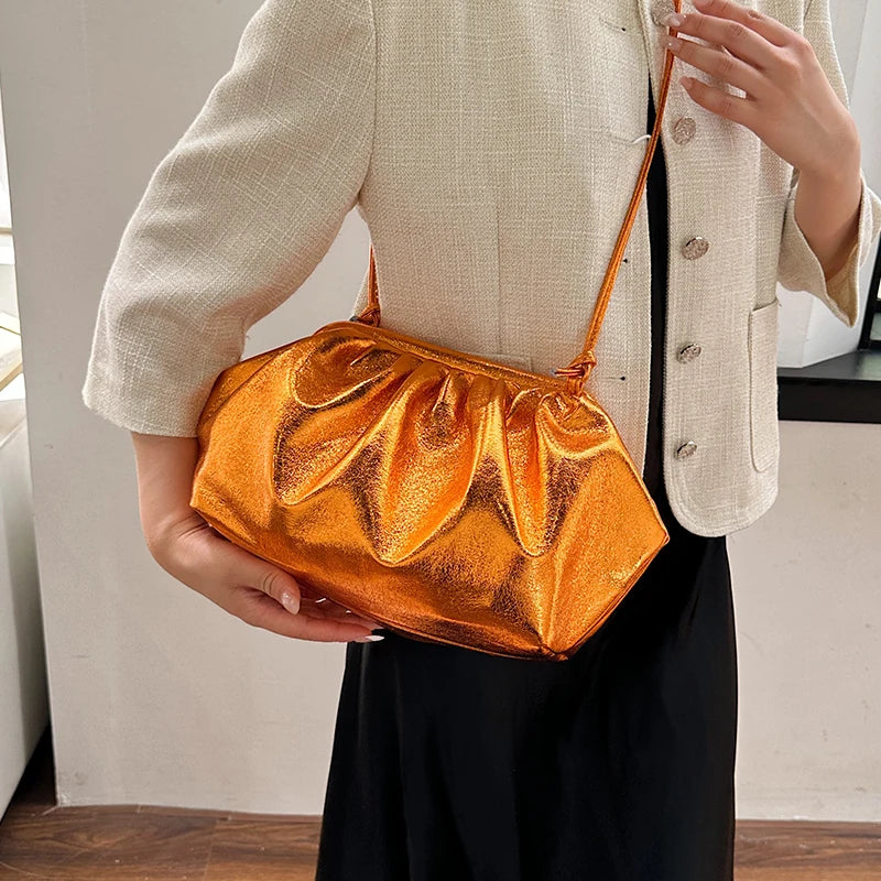 MOODS-Pochettes de soirée dorées pour femmes, sac à bandoulière, sac nuage, sacs à main de créateurs de luxe, fête de mariage, nouveau, 2024