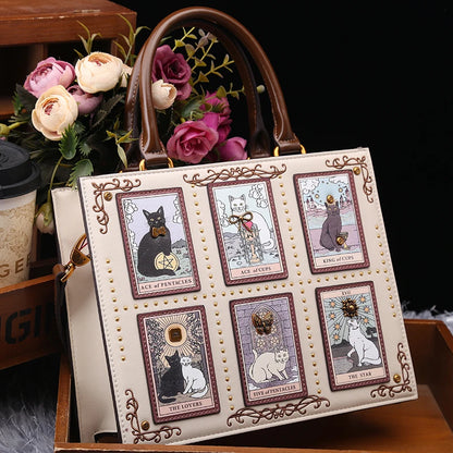 Sac de créateur vintage et de luxe avec broderie délicate impression de chat sac fourre-tout populaire et à la mode pour femmes de grande capacité