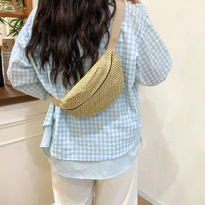 Sac banane femme paille