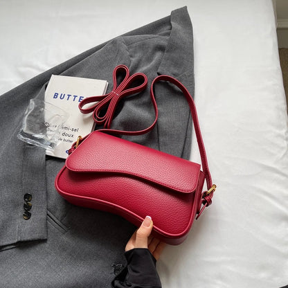 sac de luxe femme sacs bandoulière sac de luxe femme haute qualité MOODS formes irrégulières sacs à bandoulière pour femmes rouge litchi motif rabat sac à bandoulière décontracté rue Simple mode cartables 2025
