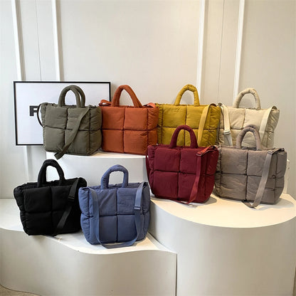 sac de luxe femme sac bandouillère femme MOODS-Sacs à bandoulière carrés pour femmes, sacs à main rembourrés en coton carillon, sac fourre-tout matelassé de grande capacité Lux, printemps, nouveau, 2024