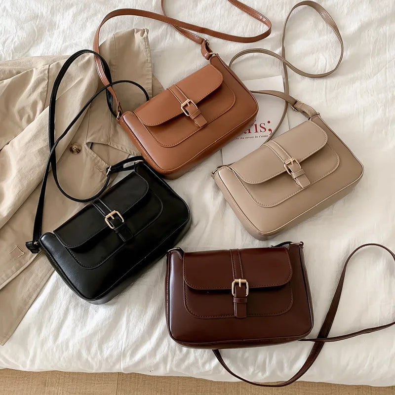 Sacs à bandoulière Vintage en cuir PU pour femmes, sacs à main tendance et bourse rétro, petit sac messager féminin