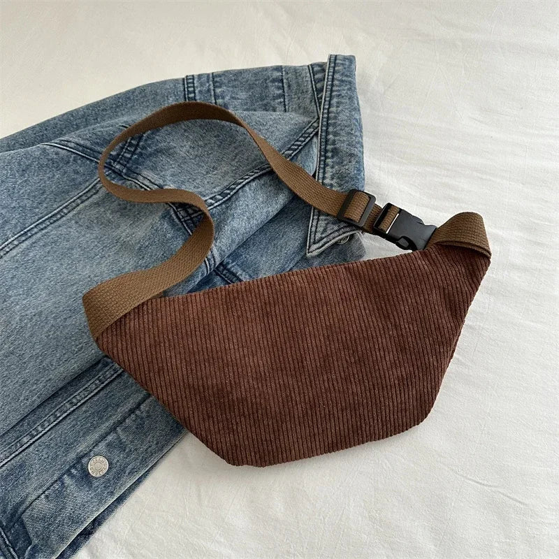 Sac banane femme velours côtelé