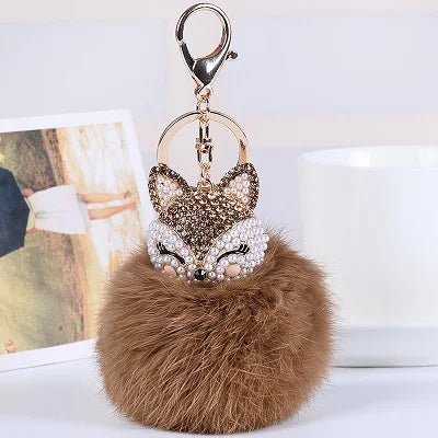 Porte clé fourrure renard