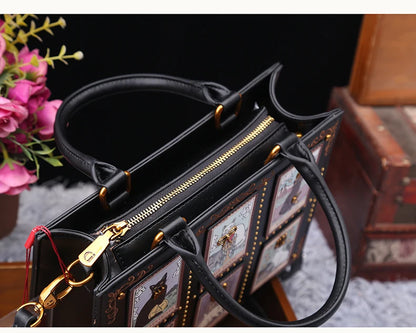 Sac de créateur vintage et de luxe avec broderie délicate impression de chat sac fourre-tout populaire et à la mode pour femmes de grande capacité