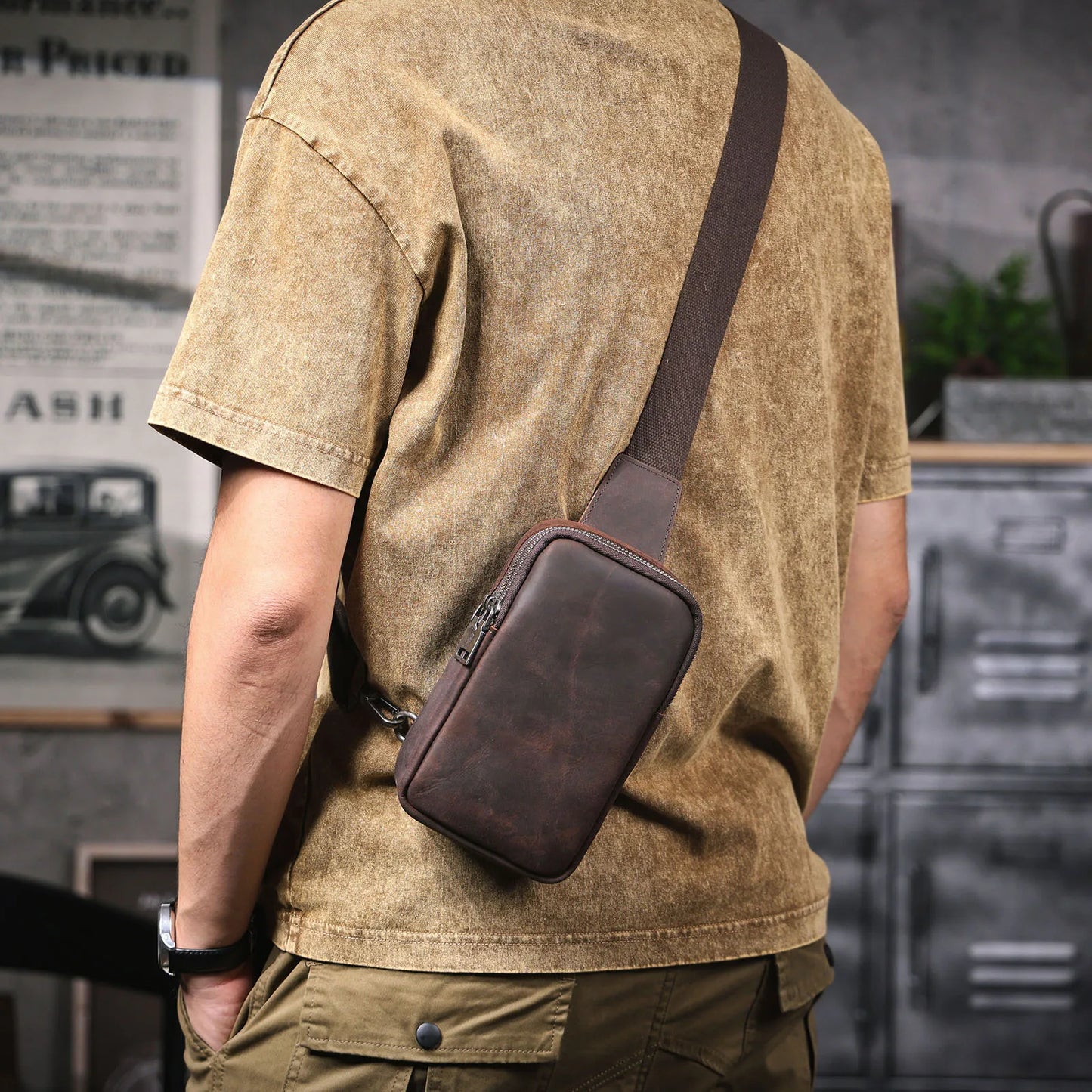 Pochette téléphone bandoulière homme